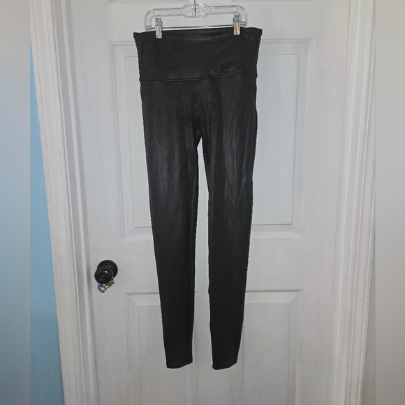 Spanx Black High-Waisted Black Faux Leather Leggings - Picture 2 of 9